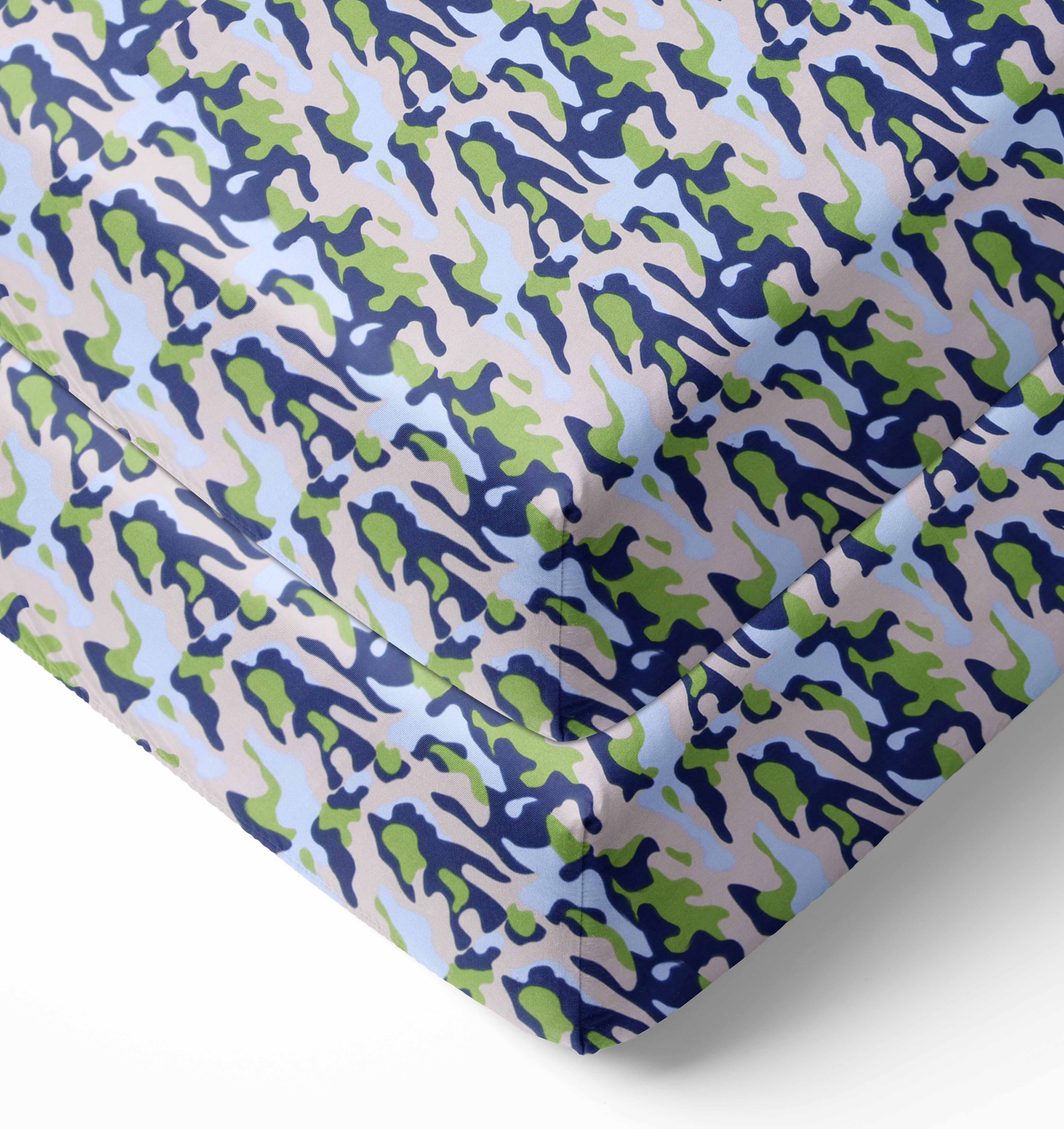 Bacati Crib Fitted Sheet Set, Camo Air, 2 Pack