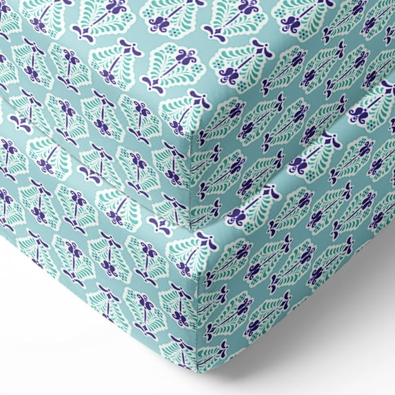 Bacati - Crib or Toddler Bed Fitted Sheet, Paisley Isabella Purple/Aqua/Lilac