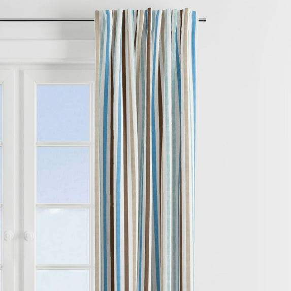 Bacati Curtain Panel Aqua/Choc Stripes Mod Diamonds, 1.0 CT