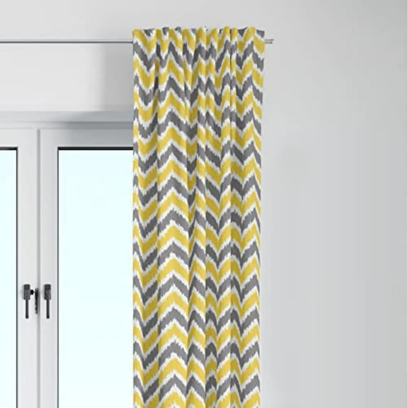 Bacati Curtain Panel Yellow/Grey Zigzag Mix N Match, 1.0 CT