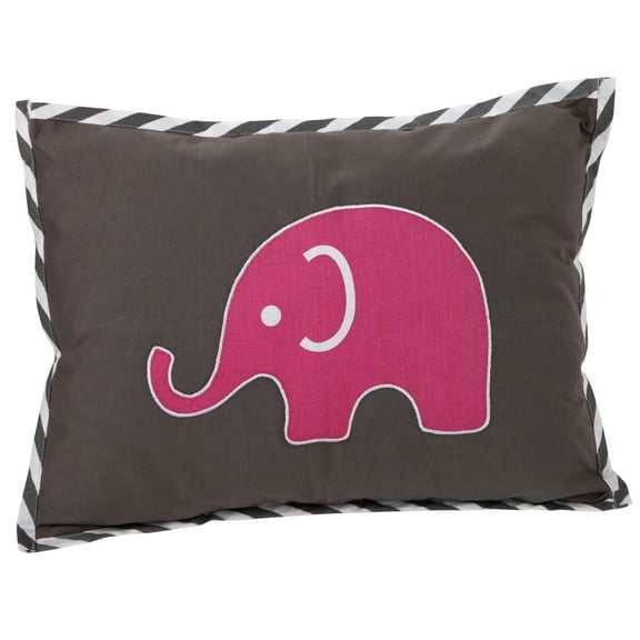 Bacati - Decorative Pillow, Elephants Pink/Grey