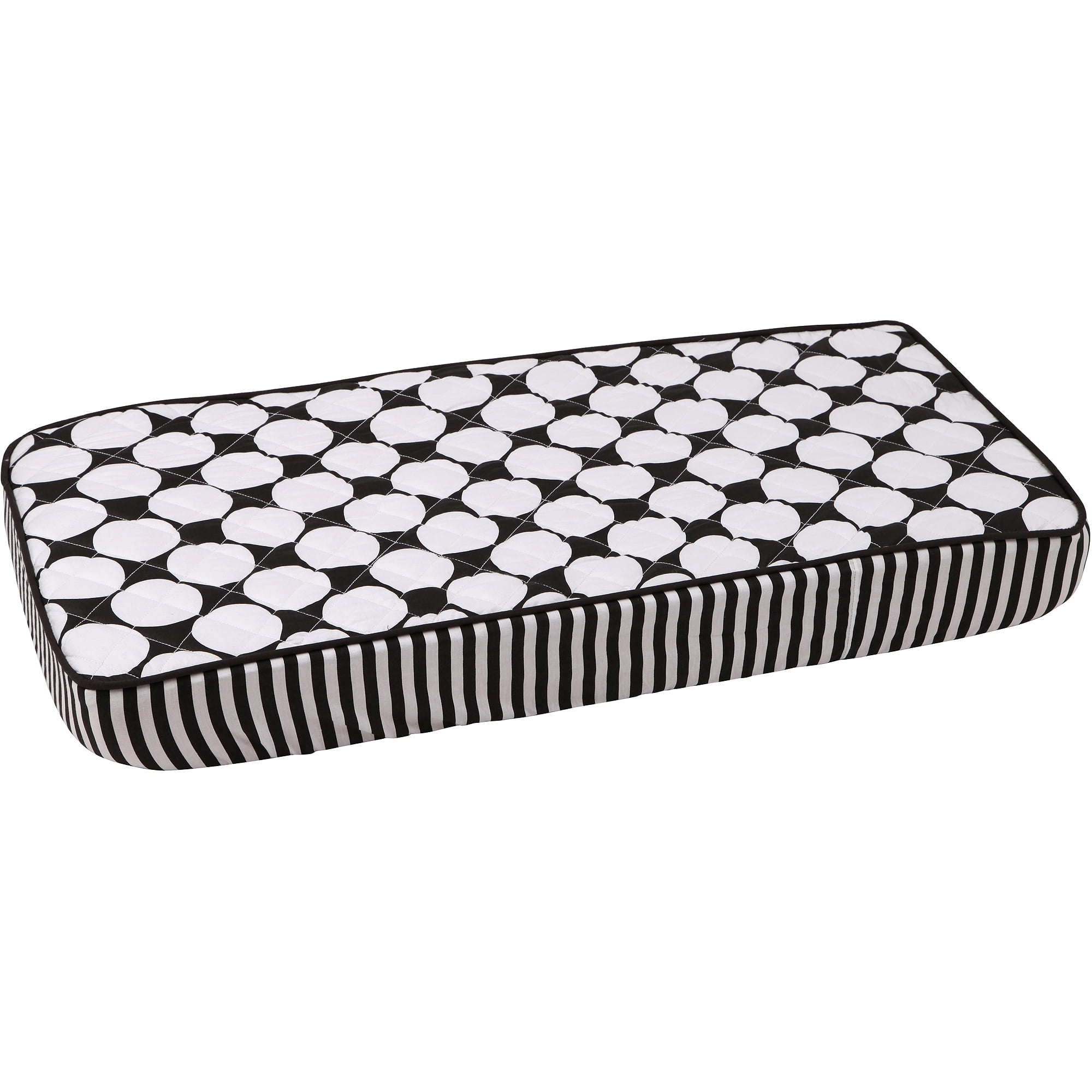 Bacati - Dots/Pin Large Dots Quilted Top 100% Cotton Percale with Polyester Batting Diaper Changing Pad Cover, White/Black