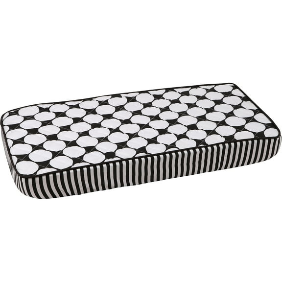 Bacati - Dots/Pin Large Dots Quilted Top 100% Cotton Percale with Polyester Batting Diaper Changing Pad Cover, White/Black