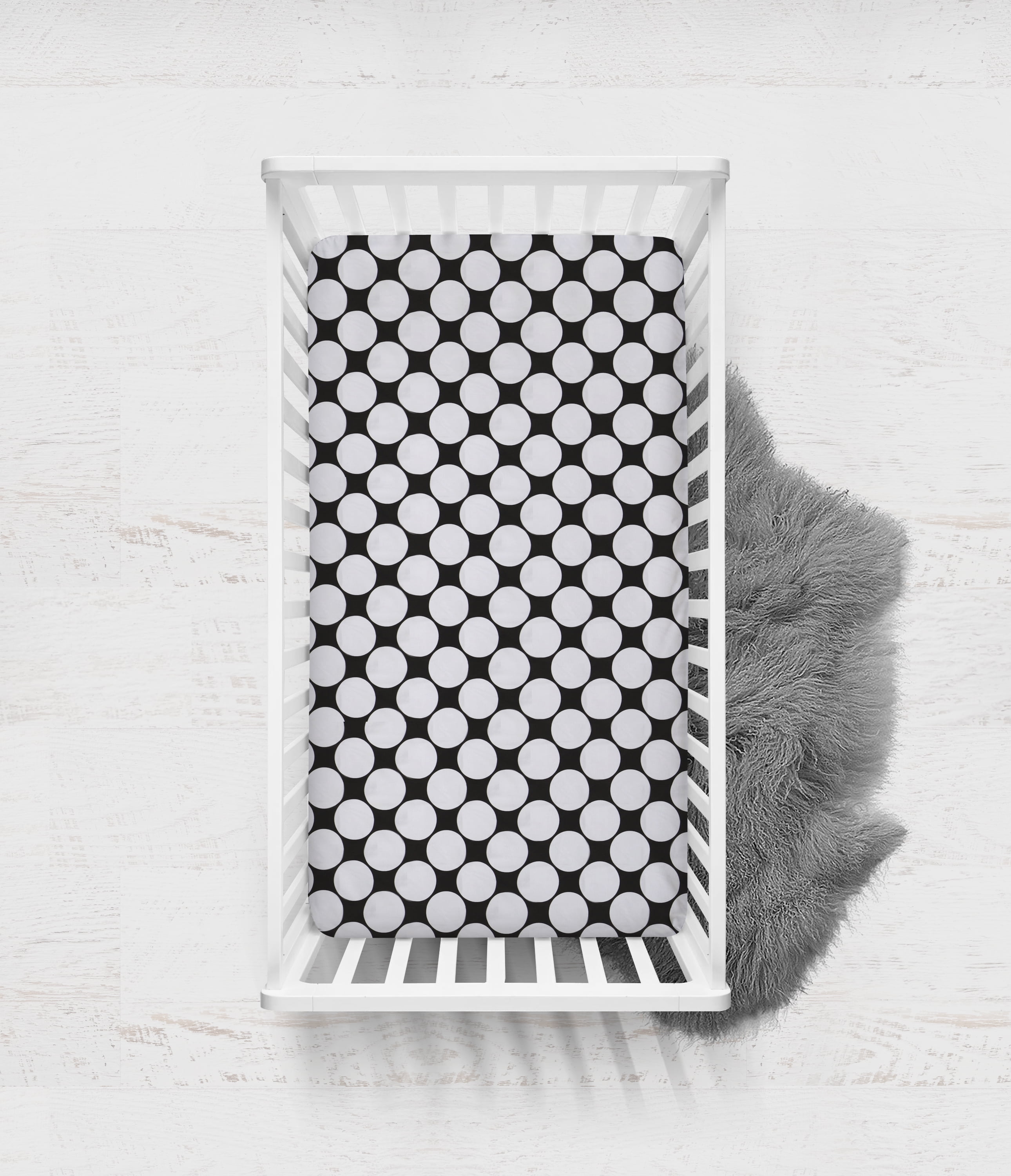 Bacati - Dots/Pin Stripes Large Dots Fitted Crib Sheet 100% Cotton Percale,  Available in Multiple Colors