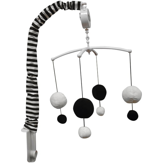Bacati - Dots/Stripes Black Musical Baby Crib Mobile