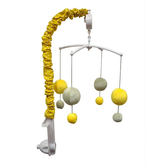 Bacati - Dots/Stripes Grey/Yellow Musical Baby Crib Mobile