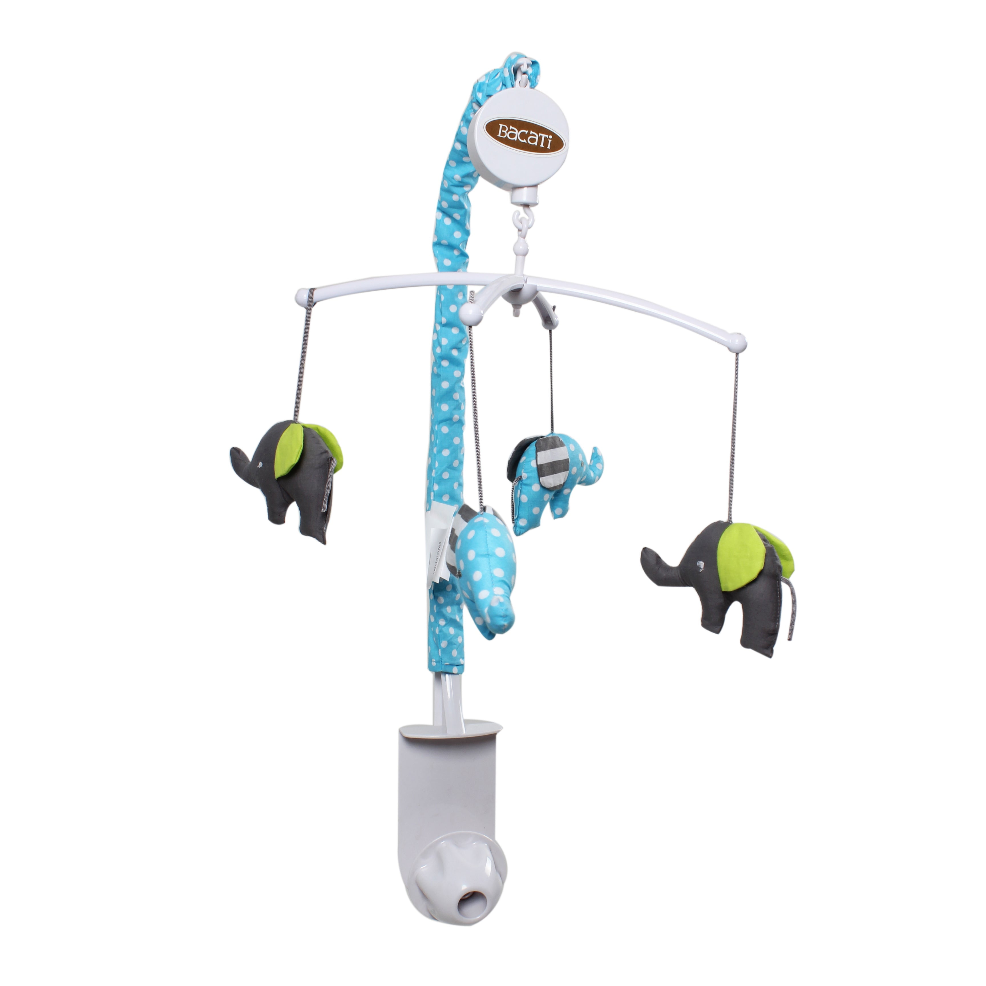 Bacati - Elephants Aqua/Lime/Grey Musical Baby Crib Mobile