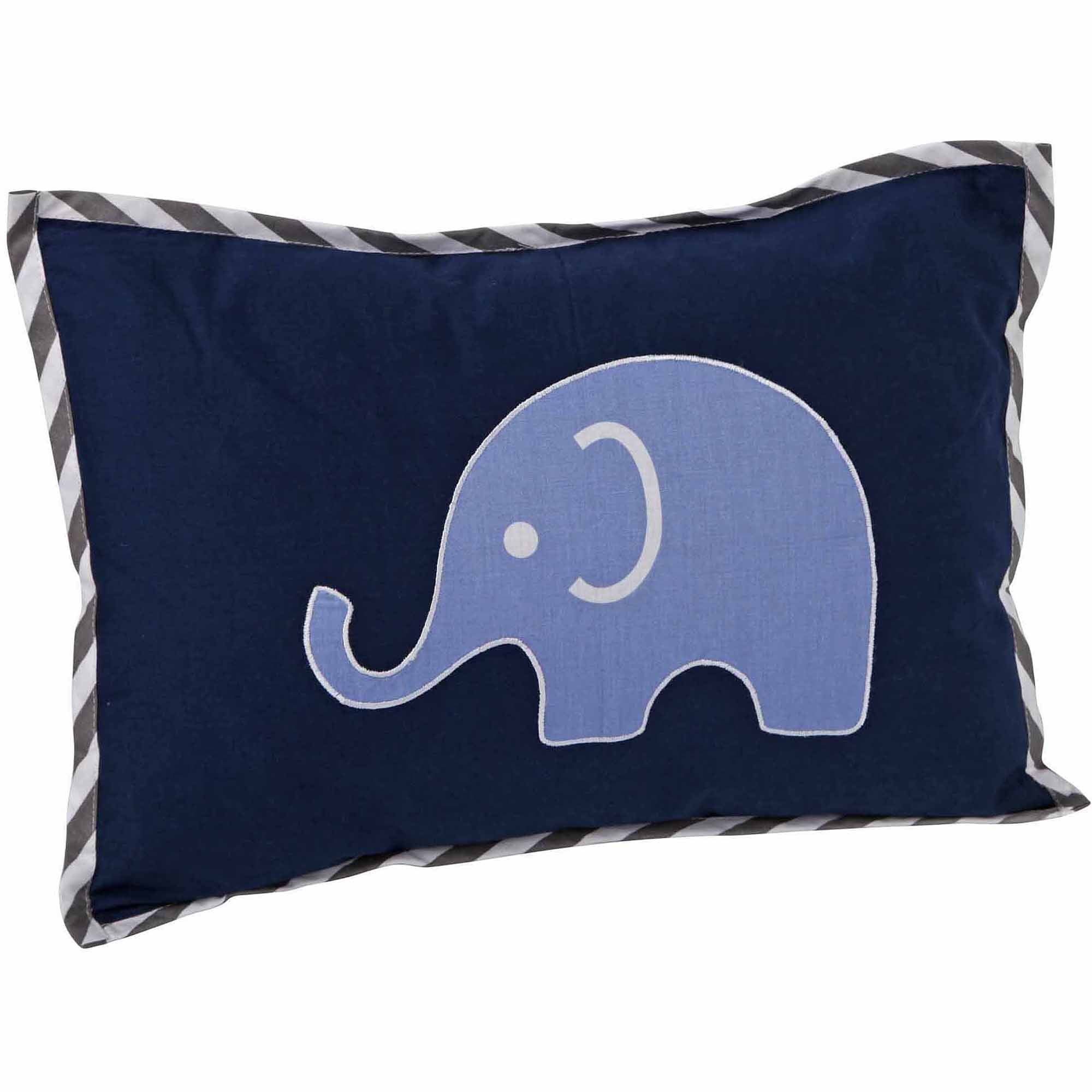 Blue and Gray Cotton Elephant Throw Pillow 12 x 16
