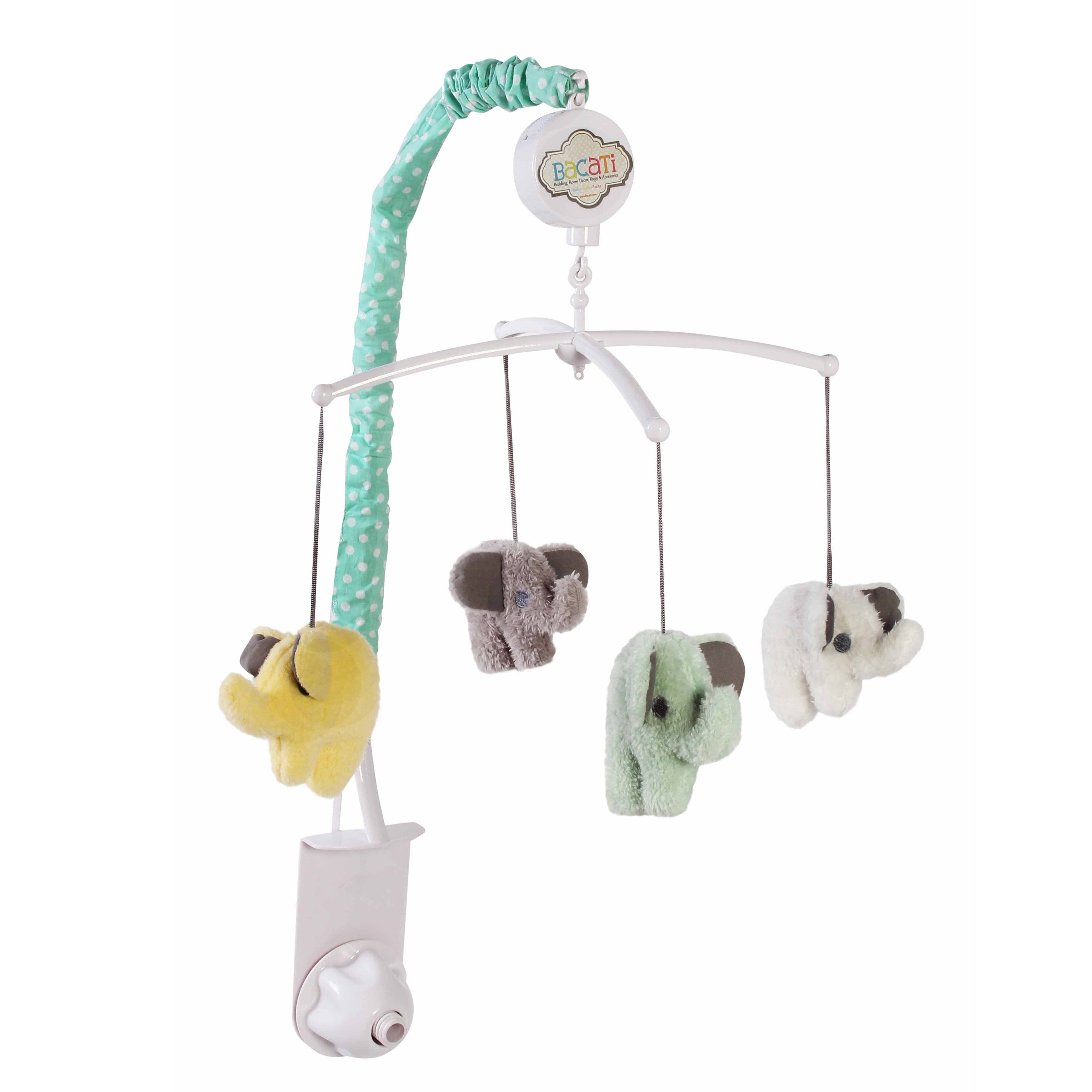 Bacati - Elephants Mint/Yellow/Grey Musical Baby Crib Mobile