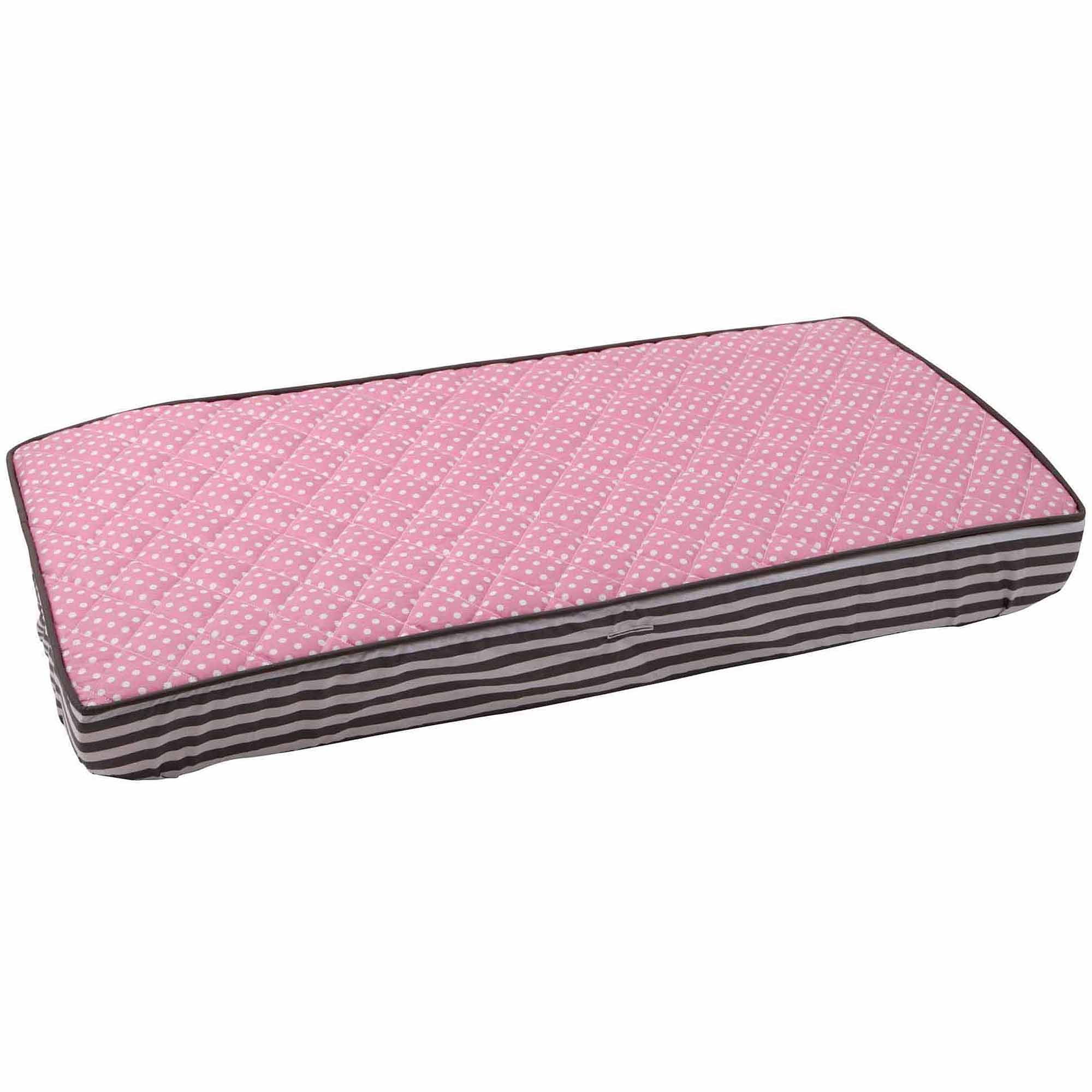 Bacati - Elephants Pin dots Quilted Top 100% Cotton Percale with Polyester Batting Diaper Changing Pad Cover, Pink/Gray