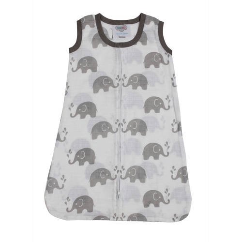 Bacati Elephants Pink/Grey 100 Cotton breathable Muslin Sleep Sack