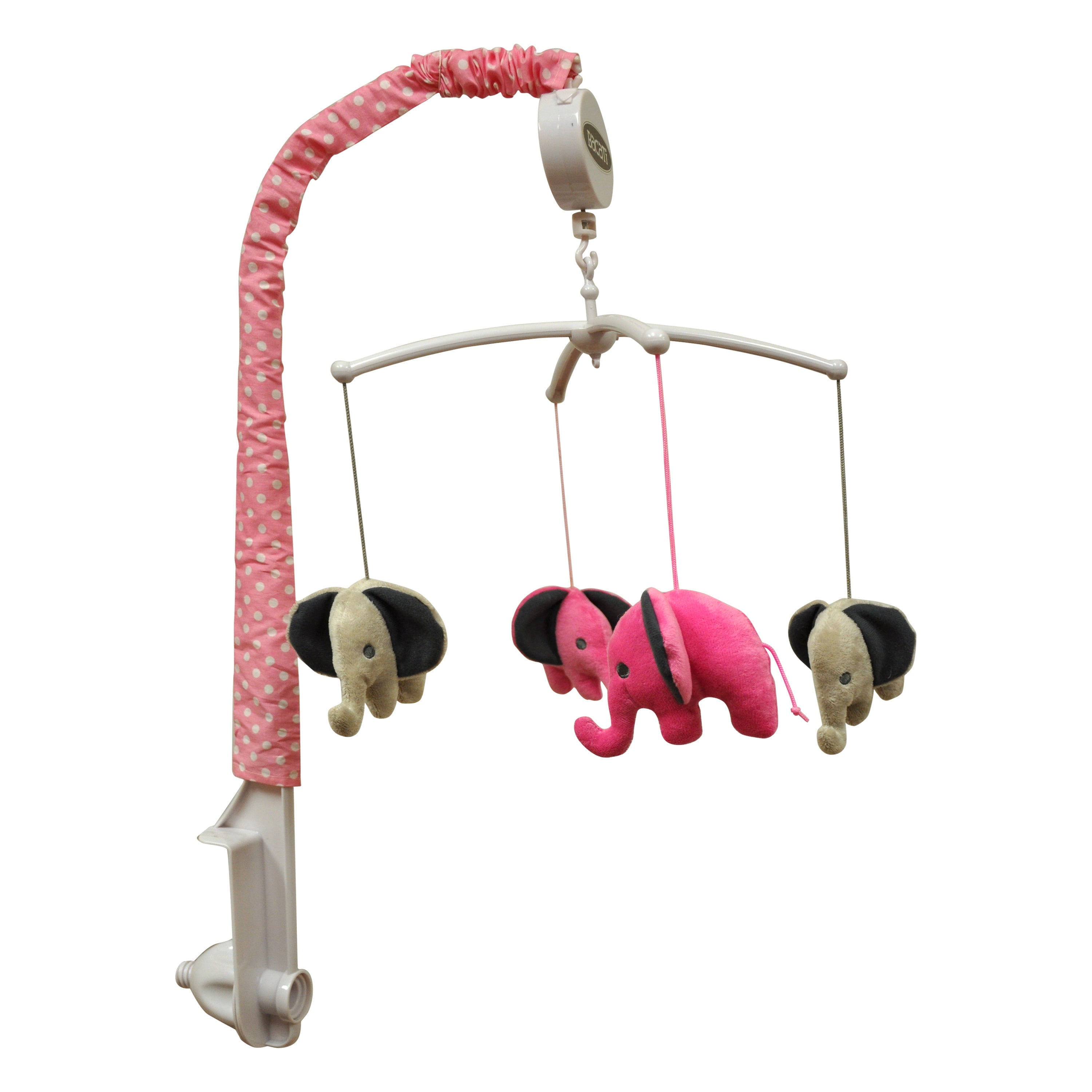 Bacati - Elephants Pink/Grey Musical Baby Crib Mobile