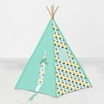 thumbnail image 1 of Bacati - Elephants Teepee Tent for Kids/Toddlers, 100% Cotton Breathable Percale Fabric Cover, Mint/Yellow/Grey, 1 of 11