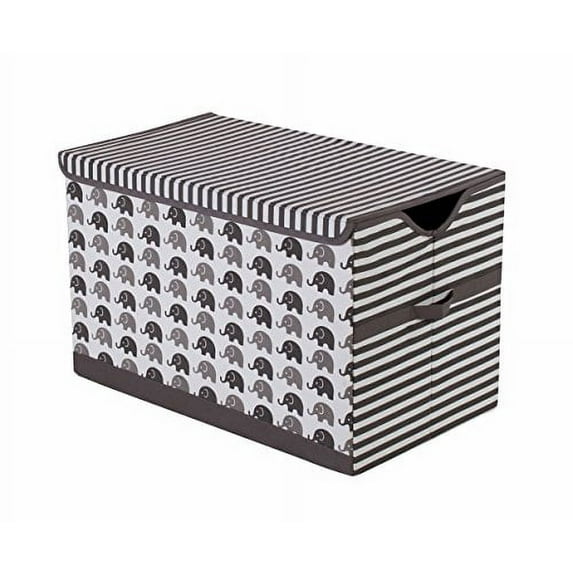 Bacati Elephants Unisex Fabric Storage Toy Chest to Keep Your Childs Room Organized, Grey