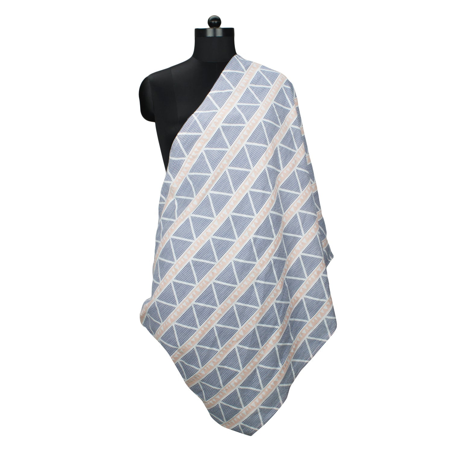 Bacati - Emma Large Triangles Coral/Navy Blue Muslin Nursing Scarf