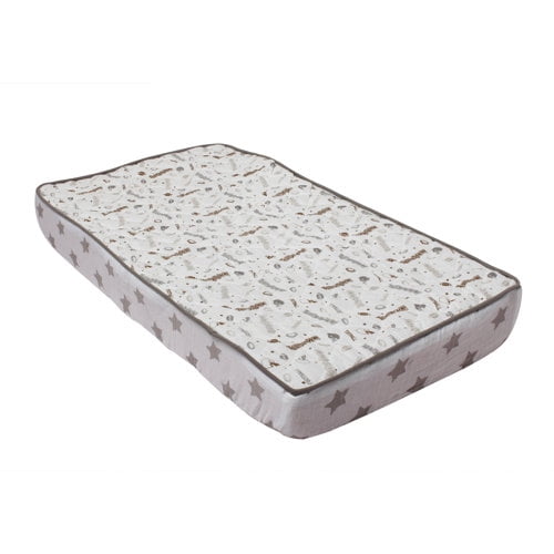 Bacati - Football Brown/Gray Boys Muslin Quilted Changing Pad Cover