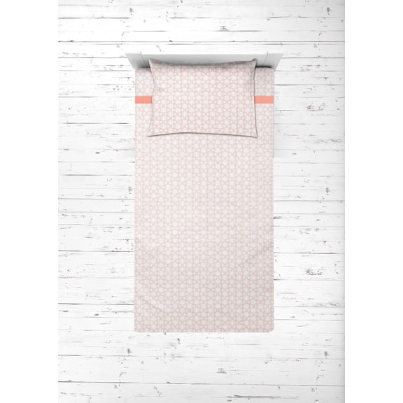 Bacati - Girls Toddler Bedding/Sheet Set 100% Cotton Muslin, Petals/Floral Coral