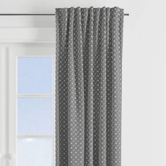 Bacati Gray & White Arrows Single Curtain Panel, 84-inches in L, 100% Cotton Percale Fabrics