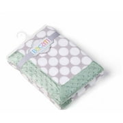 Bacati - Grey Dots Center with Solid Border 30 x 40 inches Plush Blanket , Mint/Grey