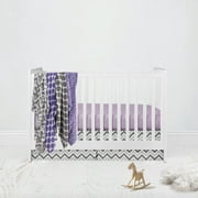 Bacati - Ikat 6-Piece Crib Set with four 100% Cotton Muslin Swaddling Blankets, Available in Multiple Patterns and Colors