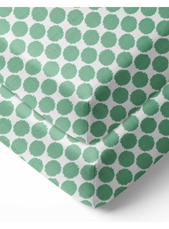 Bacati - Ikat Dots Crib/Toddler Bed Fitted Sheets 100% Cotton Muslin 2 Pack, Available in Multiple Colors