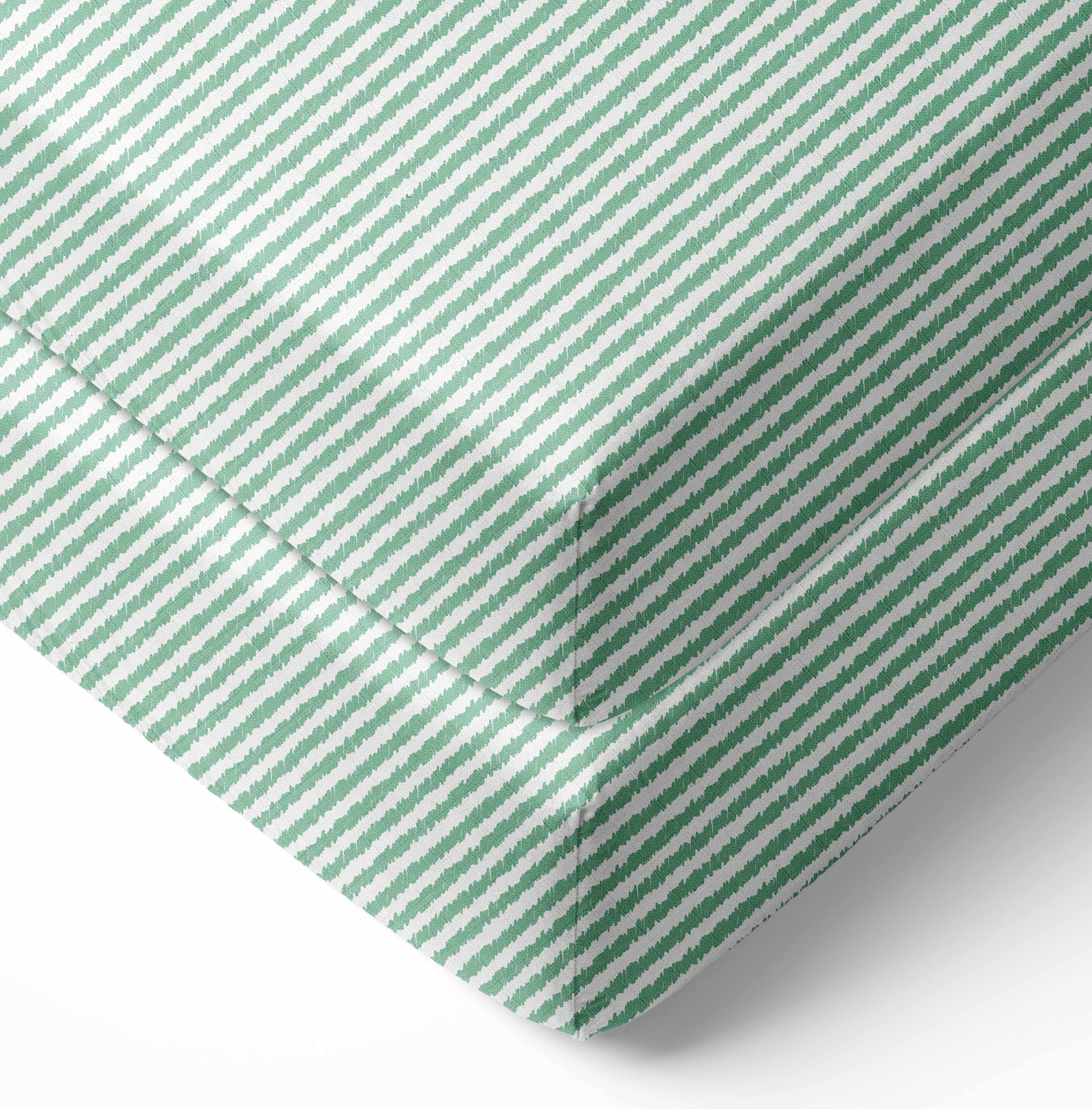 Bacati - Ikat Stripes Crib/Toddler Bed Fitted Sheets 100% Cotton Muslin 2 Pack, Mint
