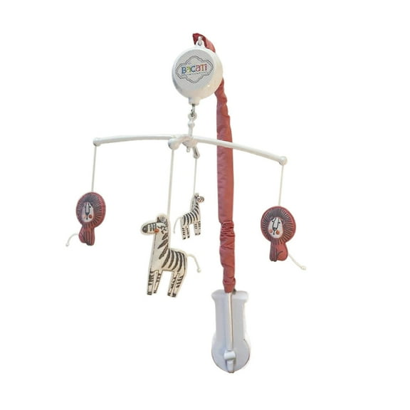 Bacati - Jungle Safari Girls Aqua/Lilac/Coral Musical Baby Crib Mobile