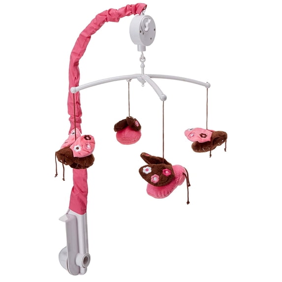 Bacati - Ladybugs Pink/Chocolate Musical Baby Crib Mobile