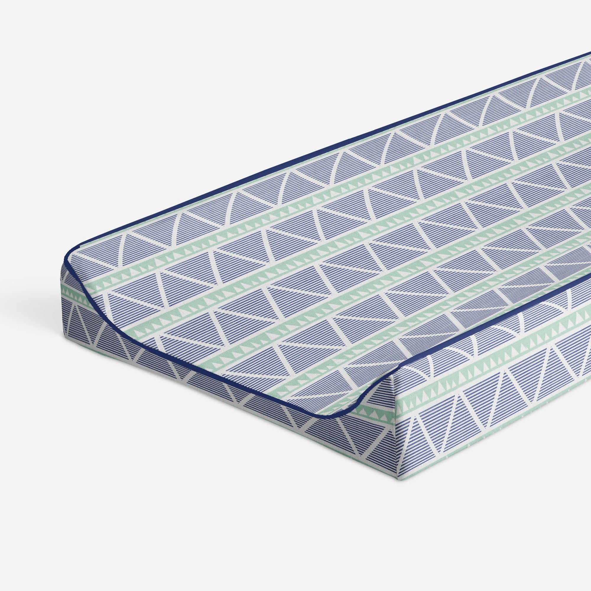 Bacati - Large Triangles Mint Navy Quilted Muslin Changing Pad Cover