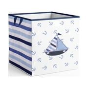 Bacati - Little Sailor Cotton Percale Fabric covered Storage, Small Box, 10 L x 10 W x 10 H inches
