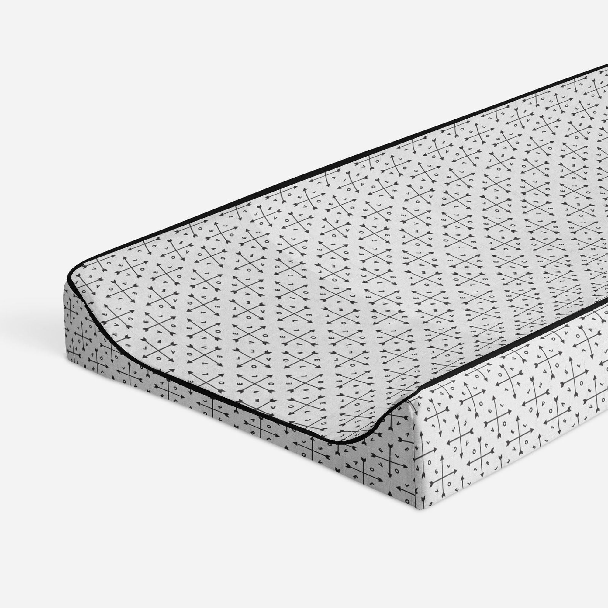 Bacati - Love Arrows Black Quilted Muslin Changing Pad Cover