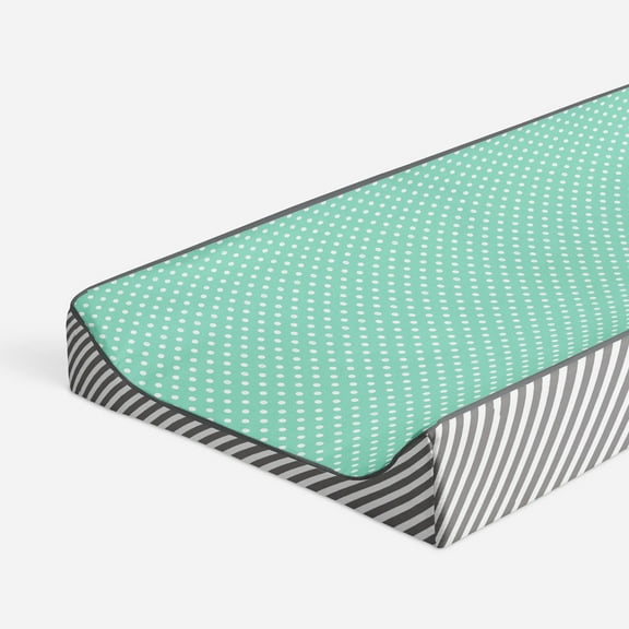 Bacati - Love Aztec Grey/Mint Neutral Quilted Changing Pad Cover