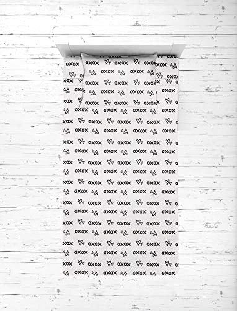 Bacati - Love Cotton Percale Toddler Bedding Unisex (3 pc Toddler Bed Sheet Set, Black/White)
