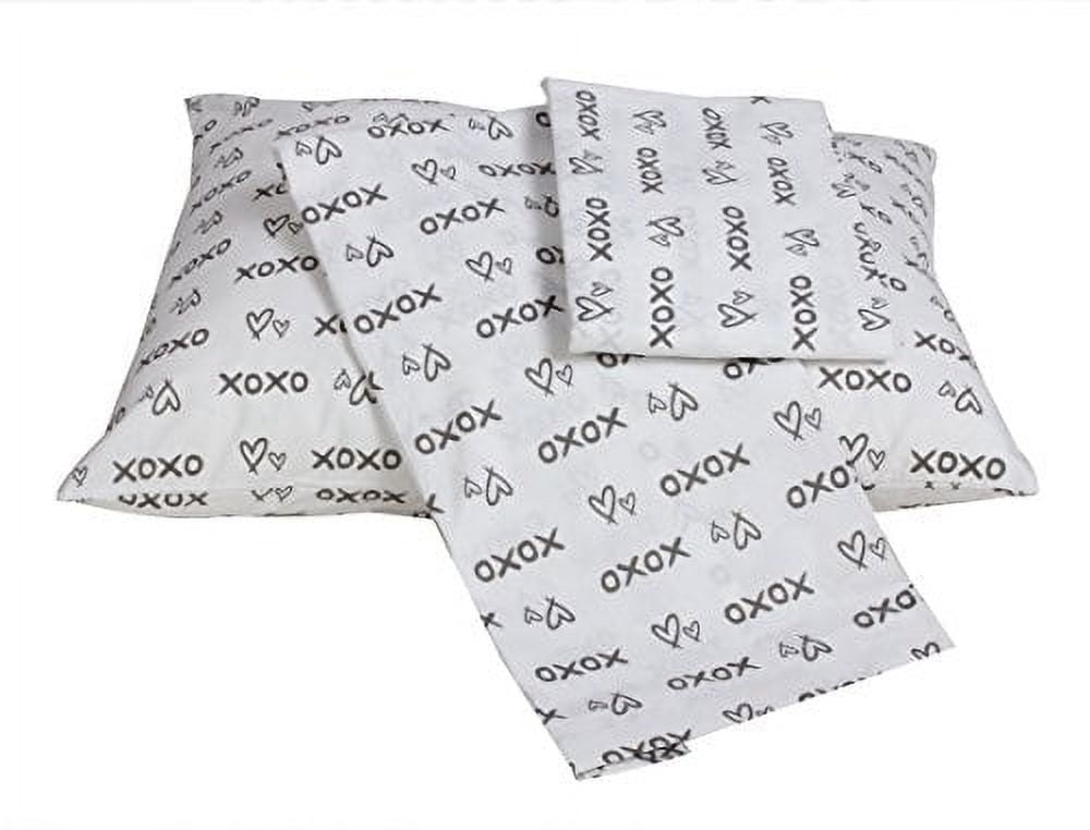 Bacati - Love Cotton Percale Toddler Bedding Unisex (3 pc Toddler Bed Sheet Set, Grey/White)