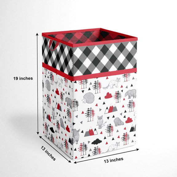 Bacati - Lumberjack Nursery Kids Storage Items, Red/Black/Grey