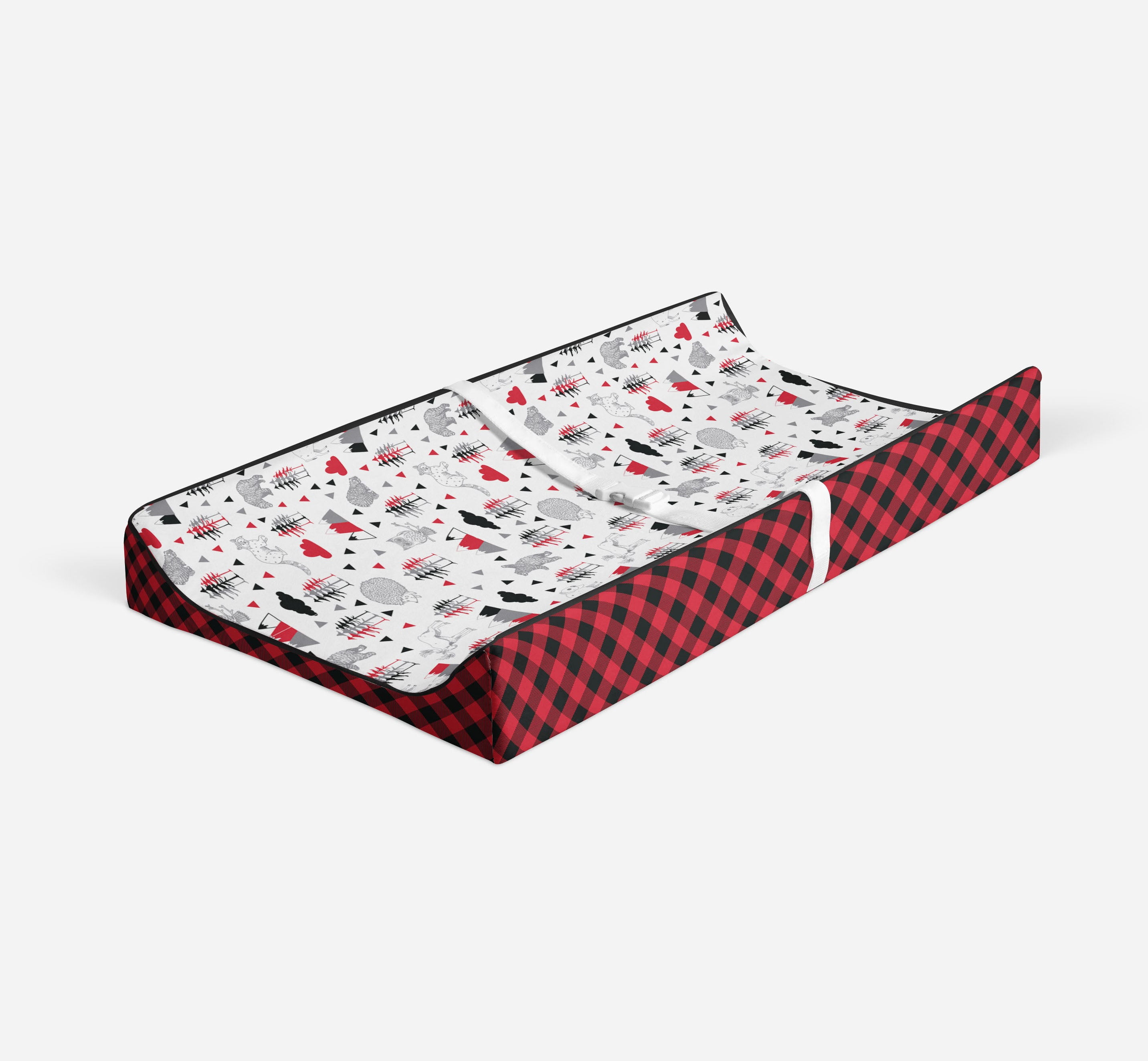 Bacati - Lumberjack Red/Black/Gray Quilted Changing Pad Cover