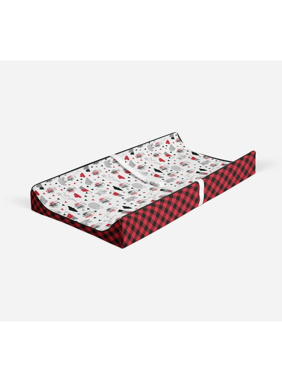 Bacati - Lumberjack Red/Black/Gray Quilted Changing Pad Cover