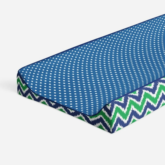 Bacati - Mix N Match Chevron/Dots Navy/Green Boys Quilted Changing Pad Cover