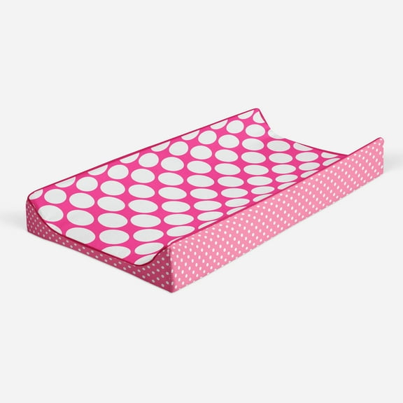 Bacati - Mix N Match Chevron/Dots Pink Girls Quilted Changing Pad Cover