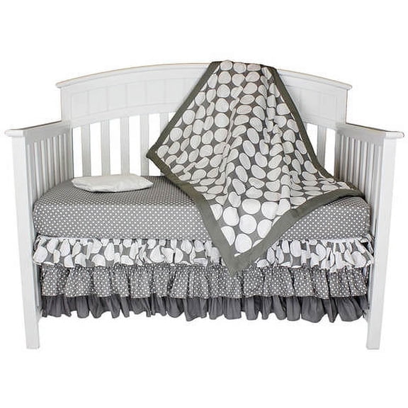 Bacati Mix N Match Grey and White Chevron and Dots 4 Piece Crib Bedding Set For US Standard Crib, 100 Percent Cotton Percale Fabrics with Polyester Filling Crib