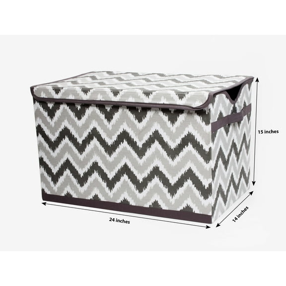 Bacati - Mix N Match Ikat Chevron/Dots Nursery Storage Items, Grey