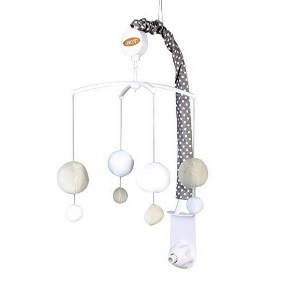 Bacati - Mix N Match Ikat Chevron/Dots Grey Musical Baby Crib Mobile