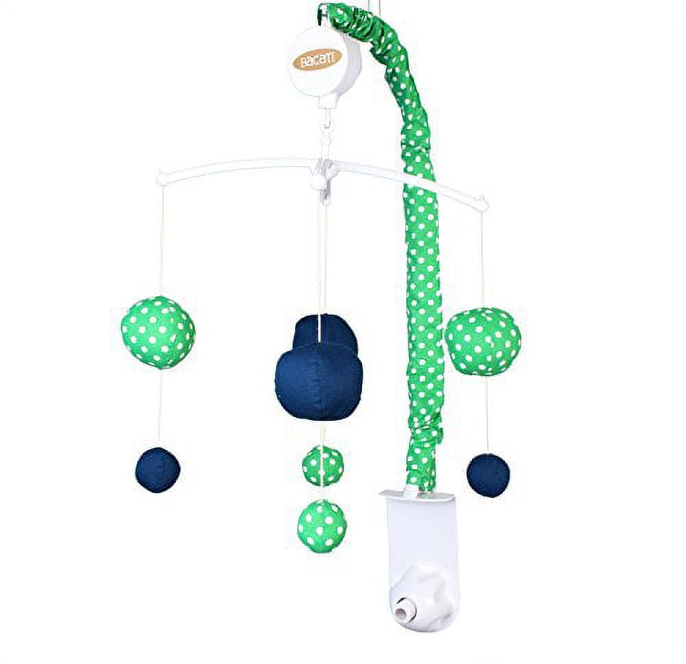 Bacati - Mix N Match Ikat Chevron/Dots Navy/Red Musical Baby Crib Mobile