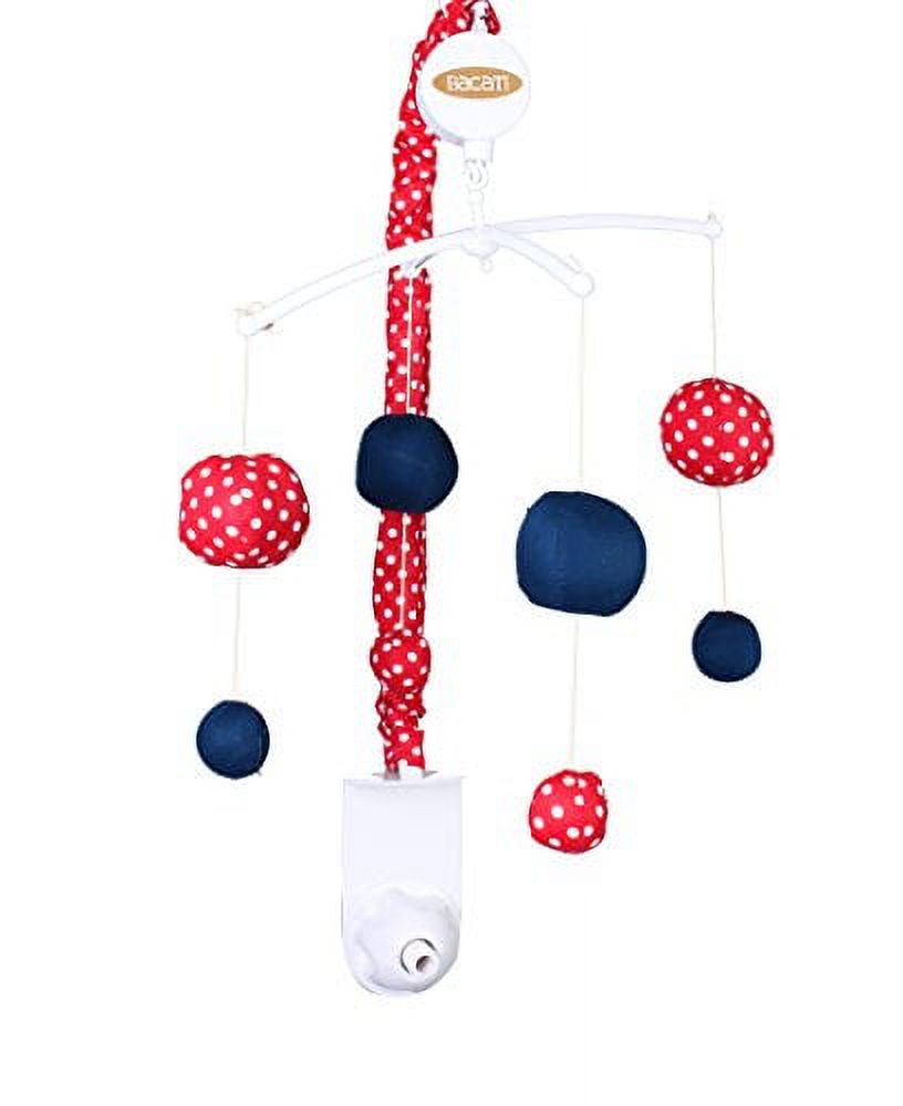 Bacati - Mix N Match Ikat Chevron/Dots Navy/Green Musical Baby Crib Mobile