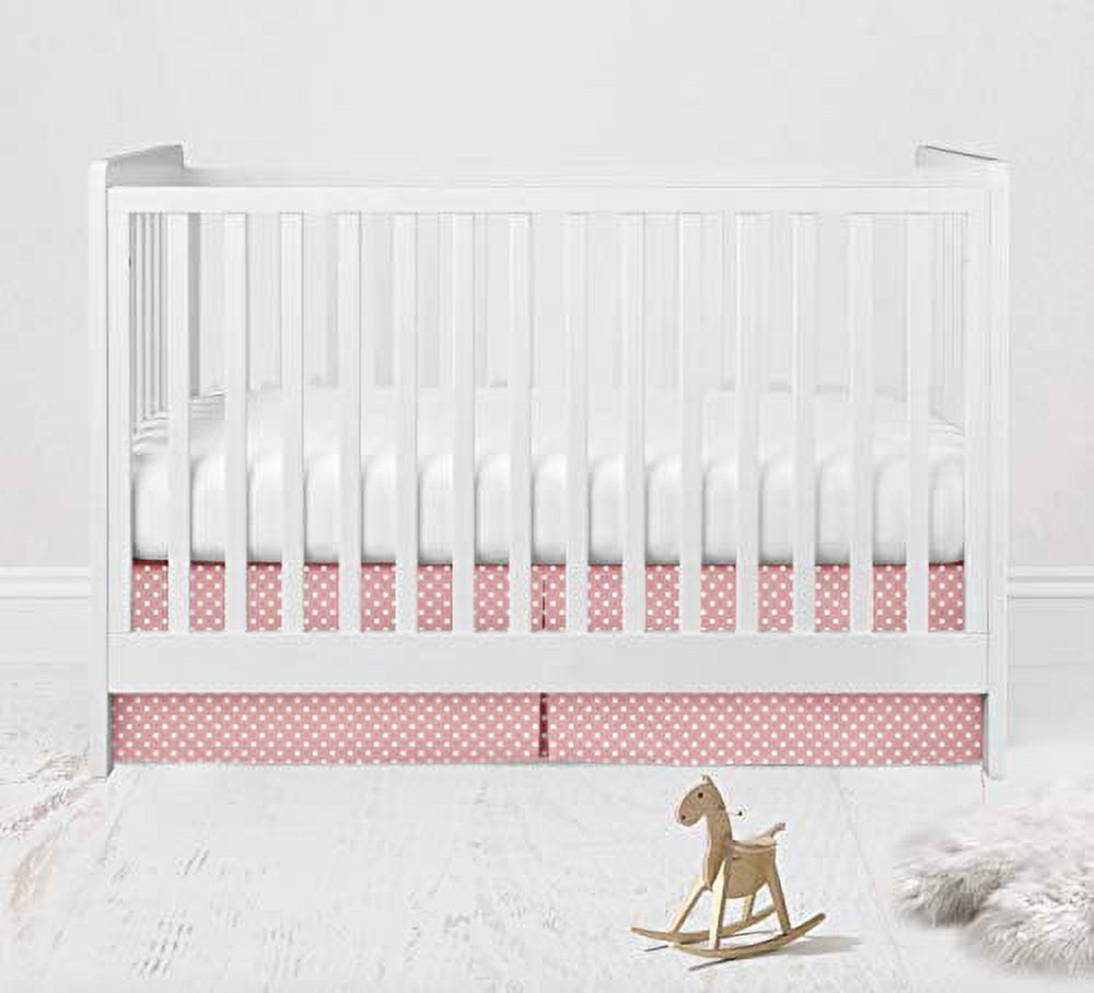 Bacati - Mix N Match Pin Dots Crib/Toddler Bed Skirt Dust Ruffle (Coral)