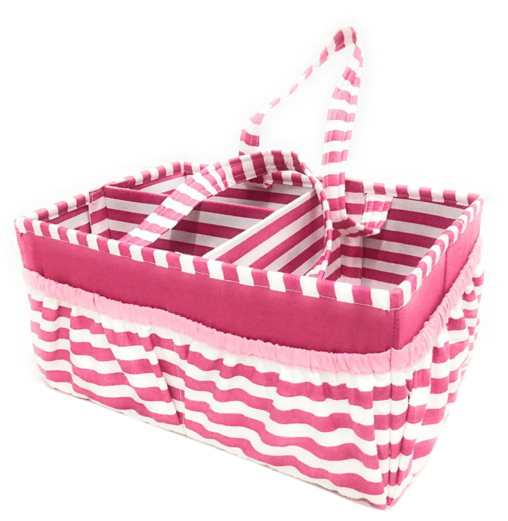 Bacati - Mix N Match Pin Stripes Nursery Storage Caddy, Fuchsia