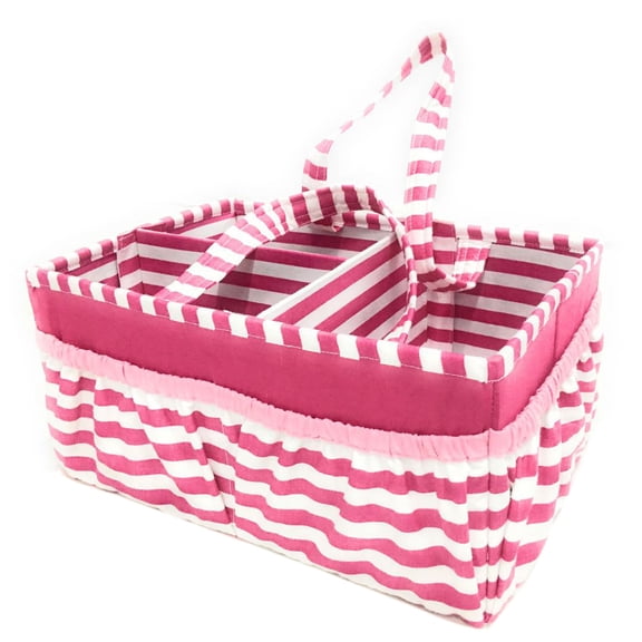 Bacati - Mix N Match Pin Stripes Nursery Storage Caddy, Fuchsia
