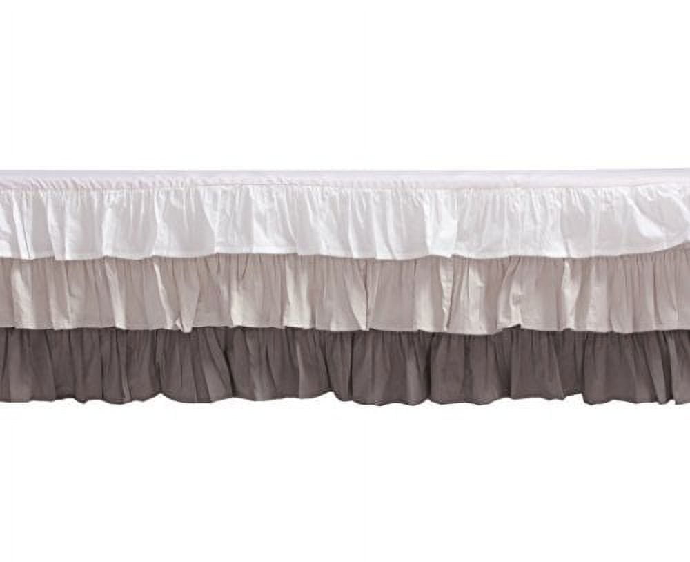 Bacati - Mix N Match Solid 3 Layer Ruffled Crib Skirt (White/Grey/Steel)