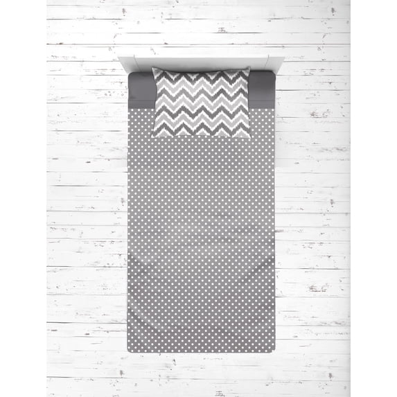 Bacati - MixNMatch 3-Piece 100% Cotton Percale Toddler Sheet Set, Grey