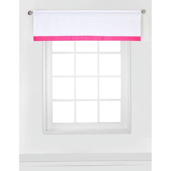 Bacati - MixNMatch Band Window Valance 15"x54" 100% Cotton Percale Fabrics, Pink